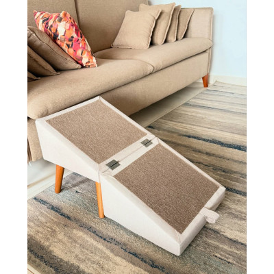 Tabouret en beige avec rampe pour animaux (rampe de canapé) Tabouret en beige avec rampe pour animaux (rampe de canapé)