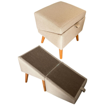 Tabouret en beige avec rampe pour animaux (rampe de canapé) Tabouret en beige avec rampe pour animaux (rampe de canapé)