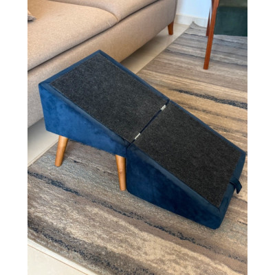 Tabouret en tissu de haute qualité bleu avec rampe pour animaux (rampe de canapé) Tabouret en tissu de haute qualité bleu avec rampe pour animaux (rampe de canapé)